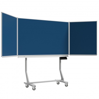 Klapp-Schiebetafel fahrbar, Mittelfläche 200x120 cm, Stahlemaille blau Klapp-Schiebetafel fahrbar, Mittelfläche 200x120 cm, Stahlemaille blau